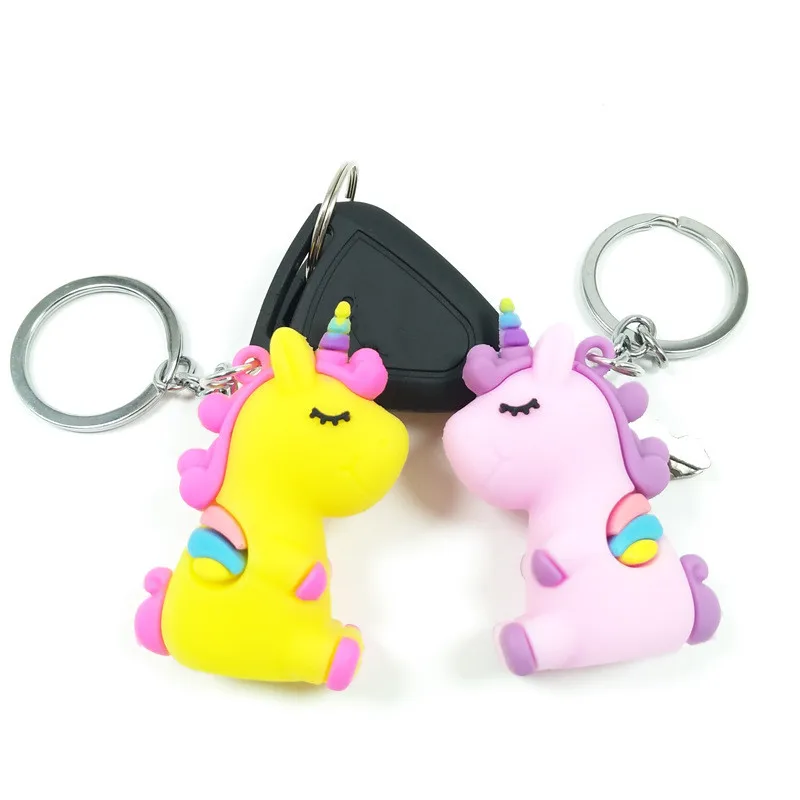 Cartoon  Unicorn Small Pendant Key Pendant Plush Toys Keyring Girl Kid Gift Silicone Soft Unicorn Doll Car Key Alloy Keychain