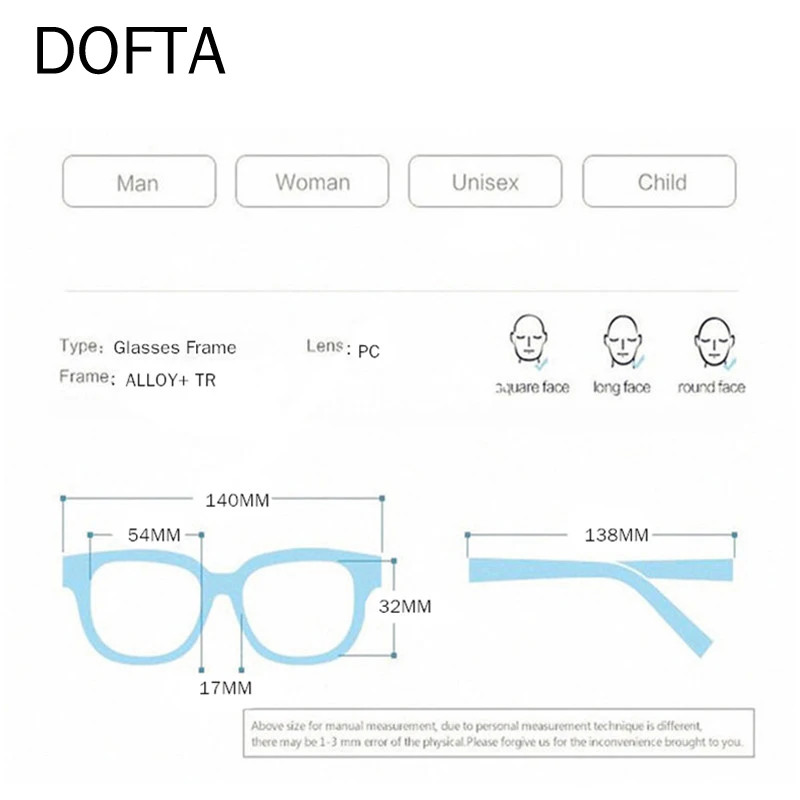 DOFTA Optical Glasses Frame Men Alloy Myopia Eyeglasses Frame For Men Prescription Eyewear Man 5275