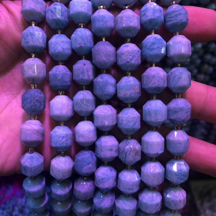 

Wholesale 1string of 15.5" A Quality Faceted Amazonite Beads, 10mm12mm Faceted Round Gem Stone Loose Beads for jewelry