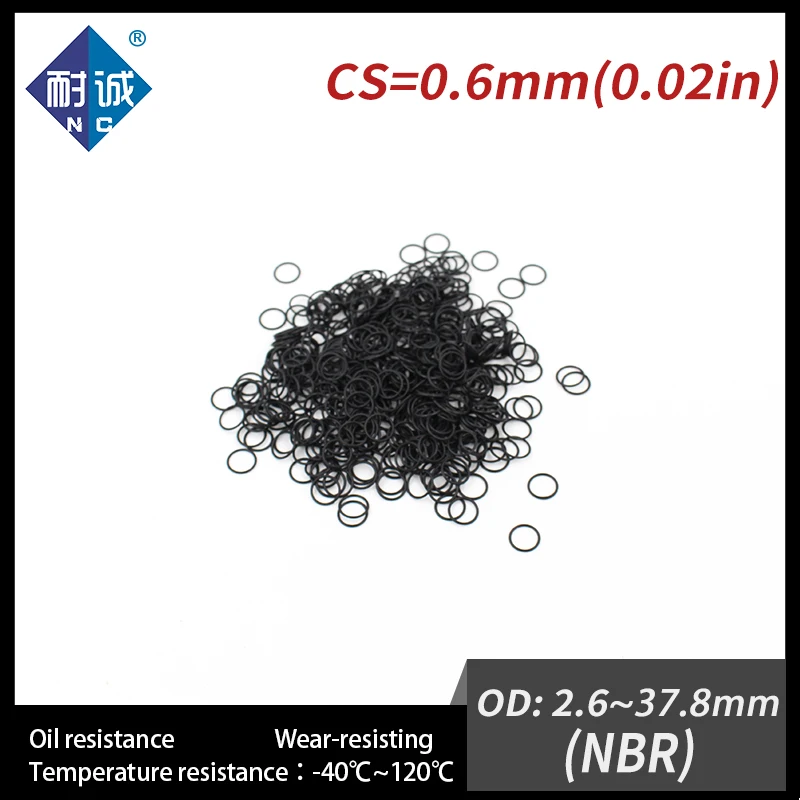 10 개/몫 고무 검정색 NBR CS0.6mm OD2.6/2.7/3.4/4.2/7.2/17.2/33/37.8*mm O 링 가스켓 내유성 방수 니트릴 고무