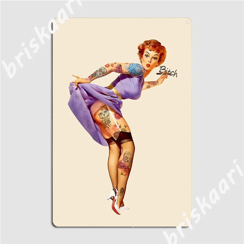 Redhead Pin Up Poster Metal Plaque Plaques Club Bar Design Wall Mural Tin Sign Poster