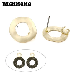 New 18mm 6pieces/bag High Quality Zinc Alloy Matte Gold Hollow Round Earring Base Connectors for DIY Earring Jewelry Accessories