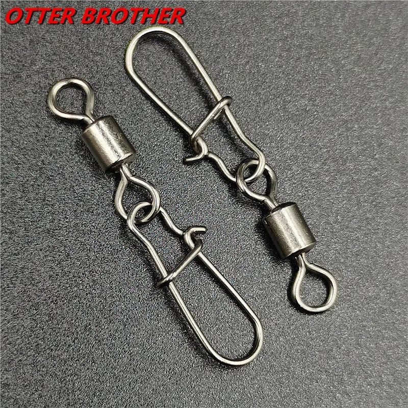 50Pcs/lot 1#-14# Carp Fishing Accessories Connector Pin Bearing Rolling Swivel Stainless Steel Snap Fishhook Lure Swivels Tackle