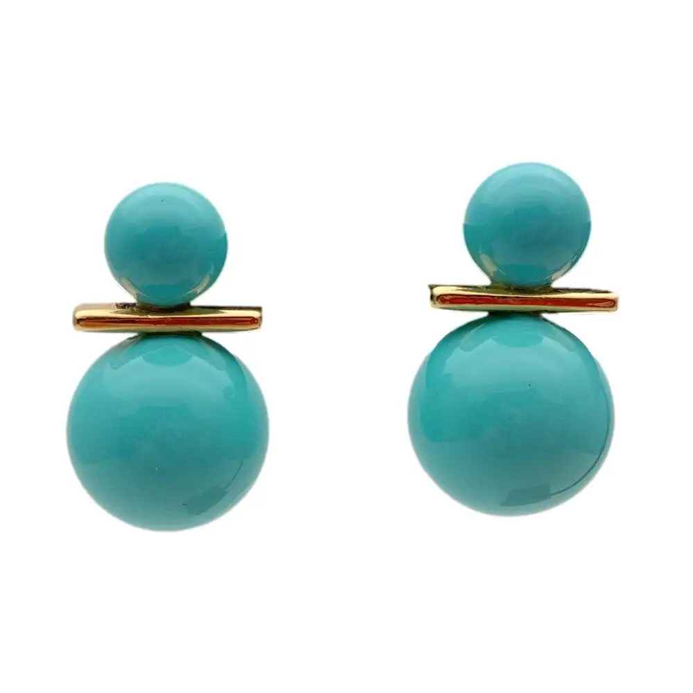 Y.YING 8.5mm-14mm Turquoise Blue Sea Shell Pearl Stud Earrings