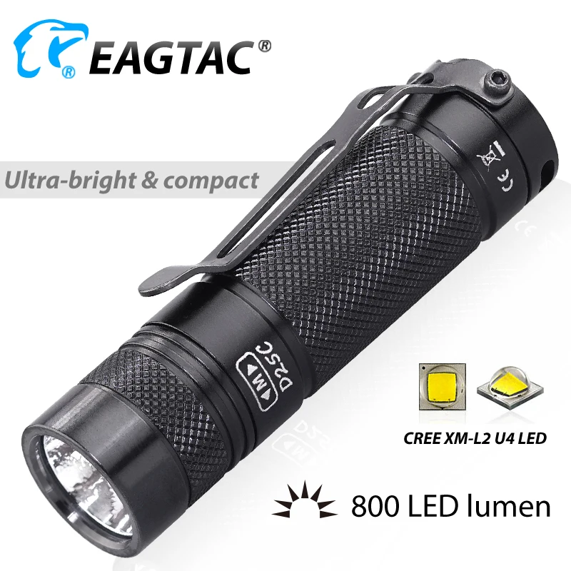 EAGTAC D25C XML2 Luminus SFT40 Nichia 519A 4500K CRI93 SST20 4000K CRI95 Flashlight 800LM Portable Lantern Ultra Bright EDC Lamp