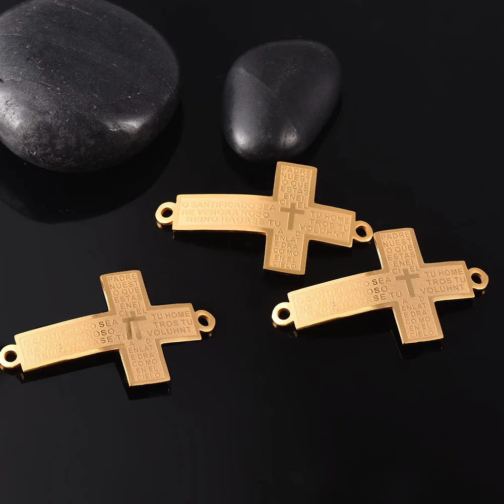 5Pcs Stainless Steel Cross Pendants Metal Fashion Charms Connectors for Bracelets DIY Jewelry Making Religious Cross Handmade