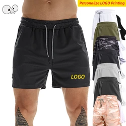 Personalize LOGO Quick Dry Running Shorts Men Gym Fitness Sport Bermuda Jogging Short Pants Summer Beach Boardshorts with Pocket