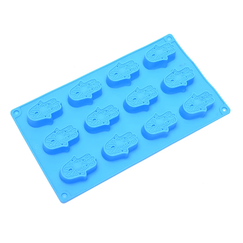 Mold Silicone 12 Holes Mini HAMSA Lotus in The Palm Soap Khamsah DIY for Soap Making Hand of Fatima Mascot Mold