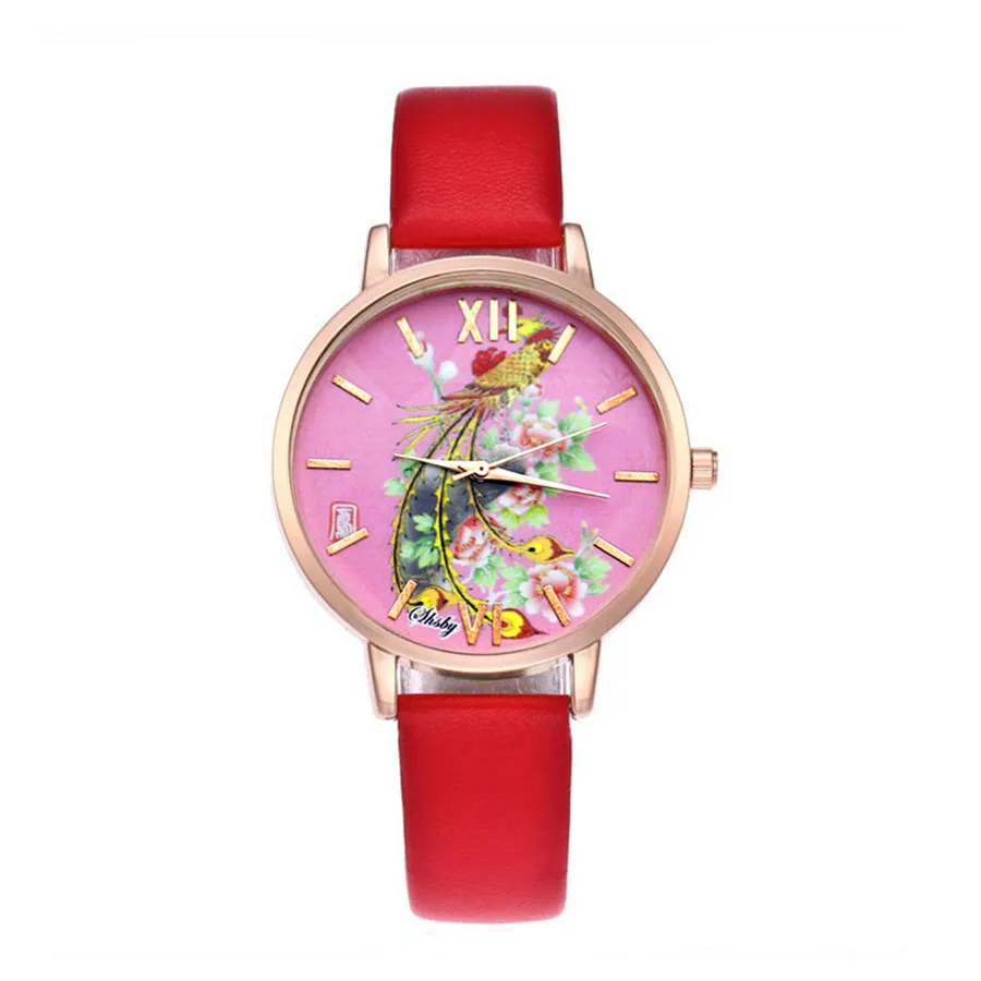 Shsby-Reloj de pulsera con correa de cuero de estilo chino para mujer, de cuarzo, de oro rosa, informal