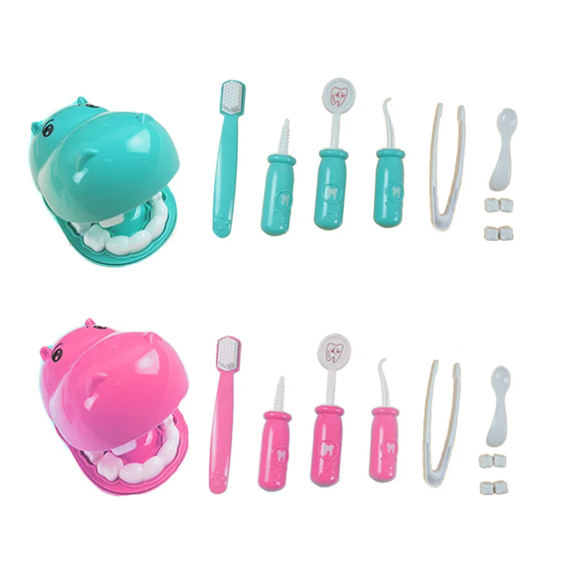 9Pcs Kinder Pretend Spielen Spielzeug Zahnarzt Überprüfen Zähne Modell Set Medizinische Kit Pädagogisches Rolle Spielen Simulation Learing Spielzeug Für kinder