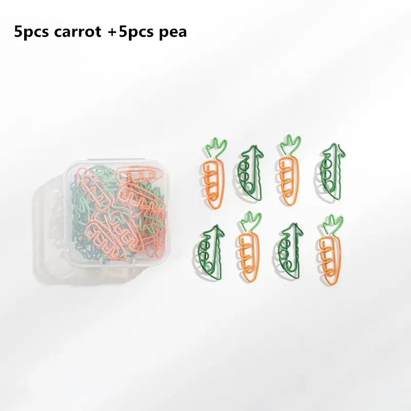 MINKYS Kawaii 10pcs/lot Strawberry Lemon Carrot Metal Paper Clip Christmas Song Decorative Bookmark Binder Clips Stationery - Image 16