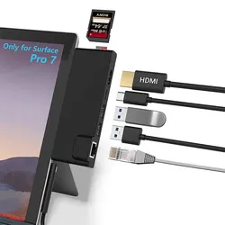 USB C HUB For Microsoft Surface Pro 7 Adapter Dock With Multi Port Hub USB 3.1 To HDMI 4K 100Mb RJ45 PD Splitter Connect TV