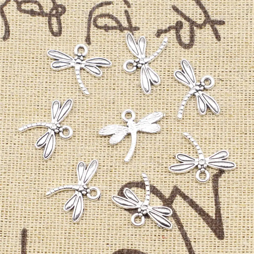 20Pcs For Jewelri Make Dragonfly Charms Antique Silver Color 14X18mm