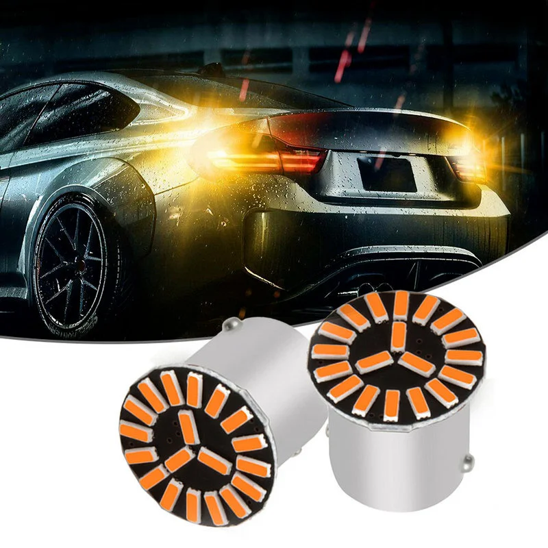 

2PCS Car Light Accessories 1156 7506 LED Rear Turn Signal Light Bulb Blinker Indicator Amber Orange Bright Universal Car Product