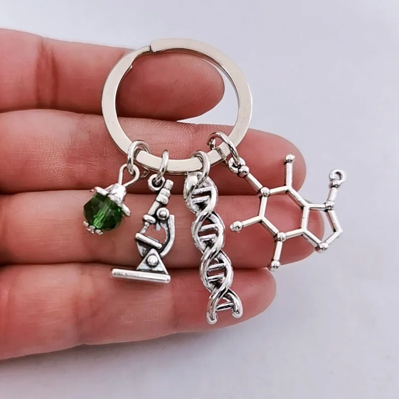 NEW Science Jewelry Microscopes DNA Doctor Pendants Neuron Key Chains Anatomy Neurology Biology Key Ring Gift