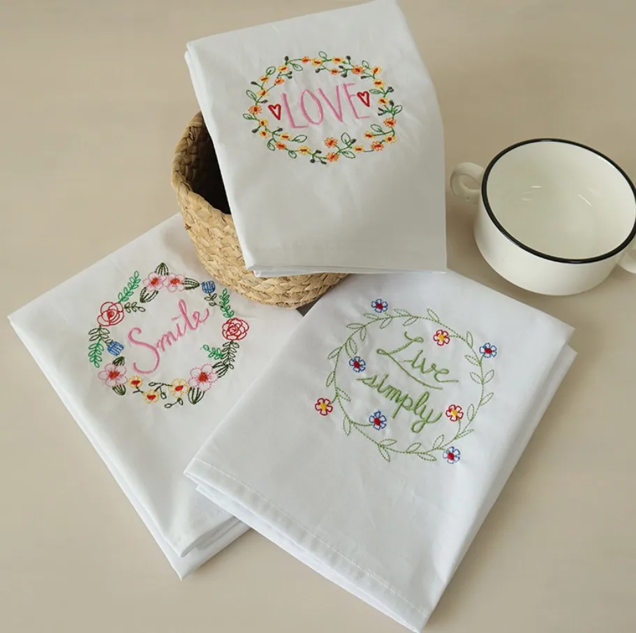 6pcs/set Napkins 45×65cm High-quality Embroidered Tea Towels Cotton Kitchen towels Cloth Napkins for Wedding，decoration mariage