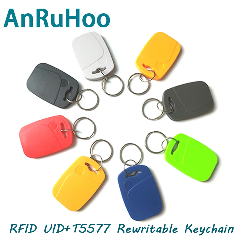 100pcs Rfid Smart DualChip Rewritable Keychain 13.56mhz Uid 1k S50 Copier Duplicating Badge 125khz T5577 Duplicator Clone Token