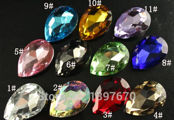 2pcs 30x40mm Pear Drop Crystal Fancy Stone Pointback Glass Teardrop Droplet Foiled For Jewelry Making,Garment  Use