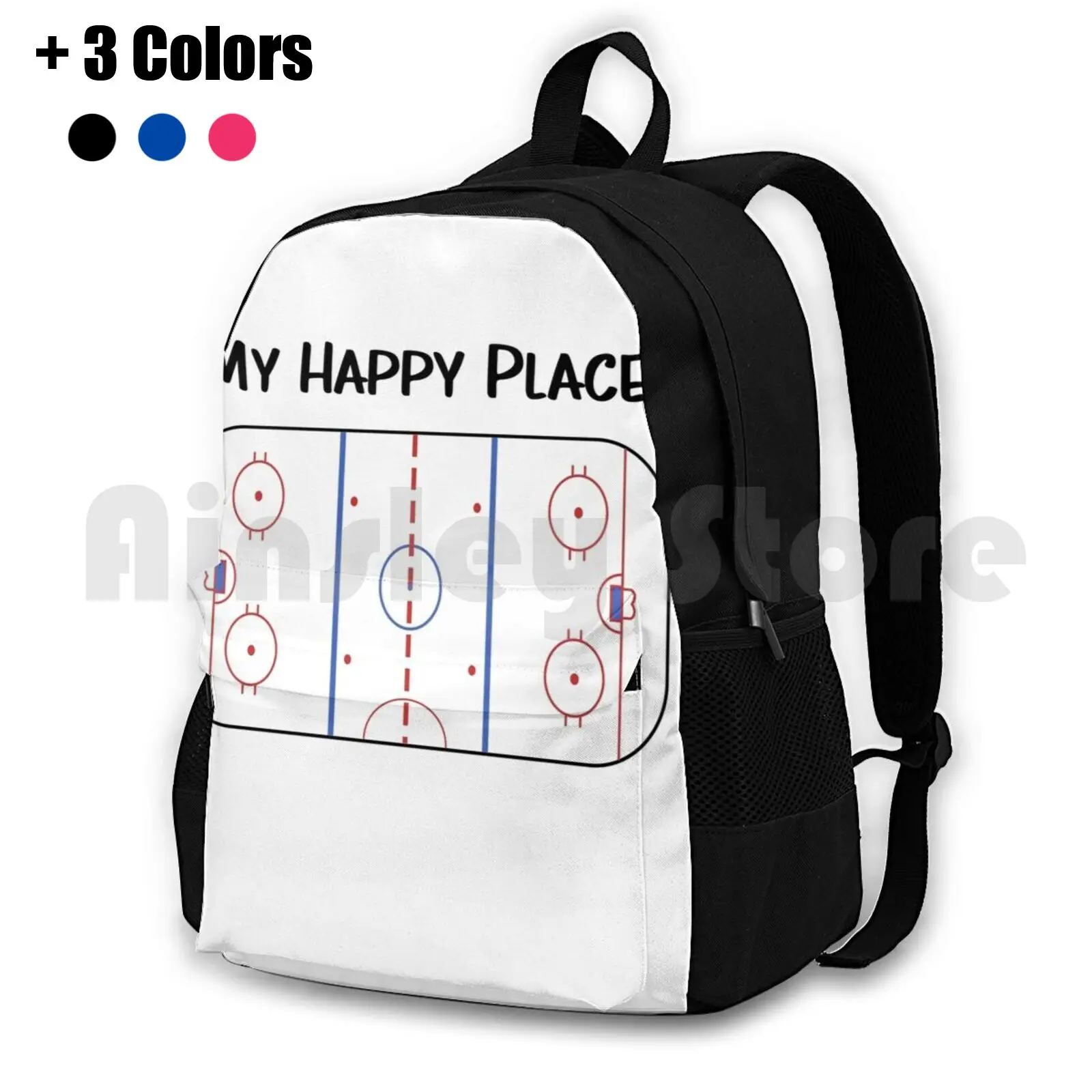 My Happy Place Outdoor Hiking Backpack Riding Climbing Sports Bag Hockey Life Hockey Ice Hockey Ice Rink Rink Hockey Player