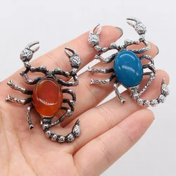 Natural Stone Shell Scorpion Brooch Pins Rose Quartzs Pendant for Women DIY Necklace or Dual Use Brooches Jewelry Accessories
