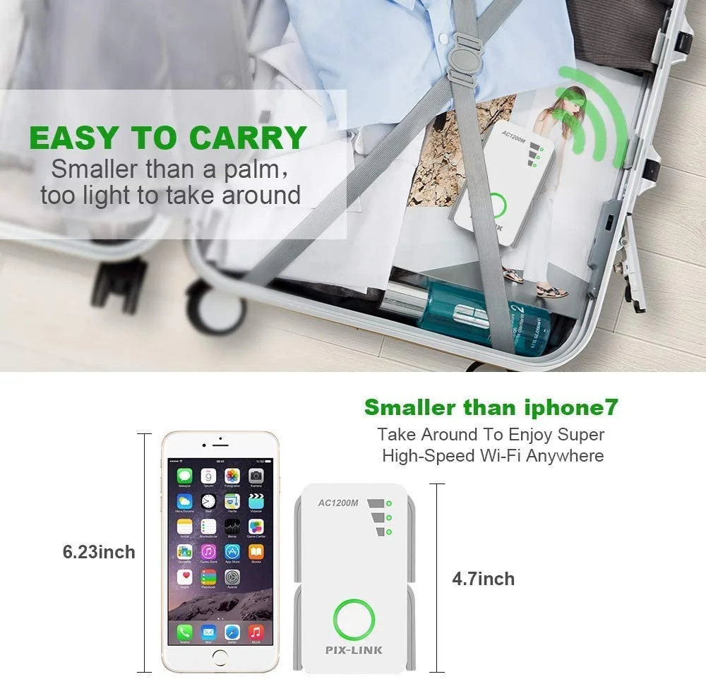 WiFi Range Extender Wireless Repeater 1200Mbps Wi-Fi Extender Internet Signal Booster Schnelle 4 Externe Antennen Vollständige Abdeckung