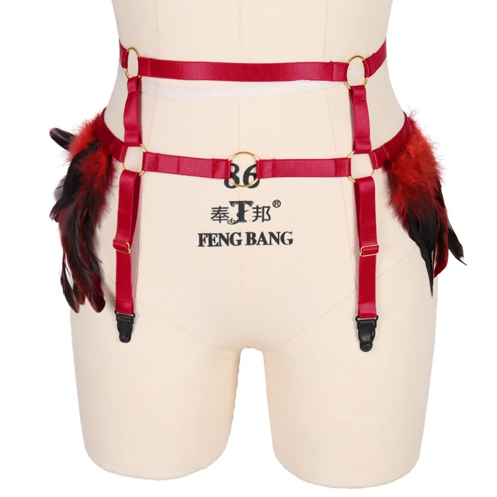 

Straps Gothic Garter Belt Punk Fetish Harness Exotic Lingerie Pole Dance Bondage Body Thigh Erotic Stocking Feather Accessories