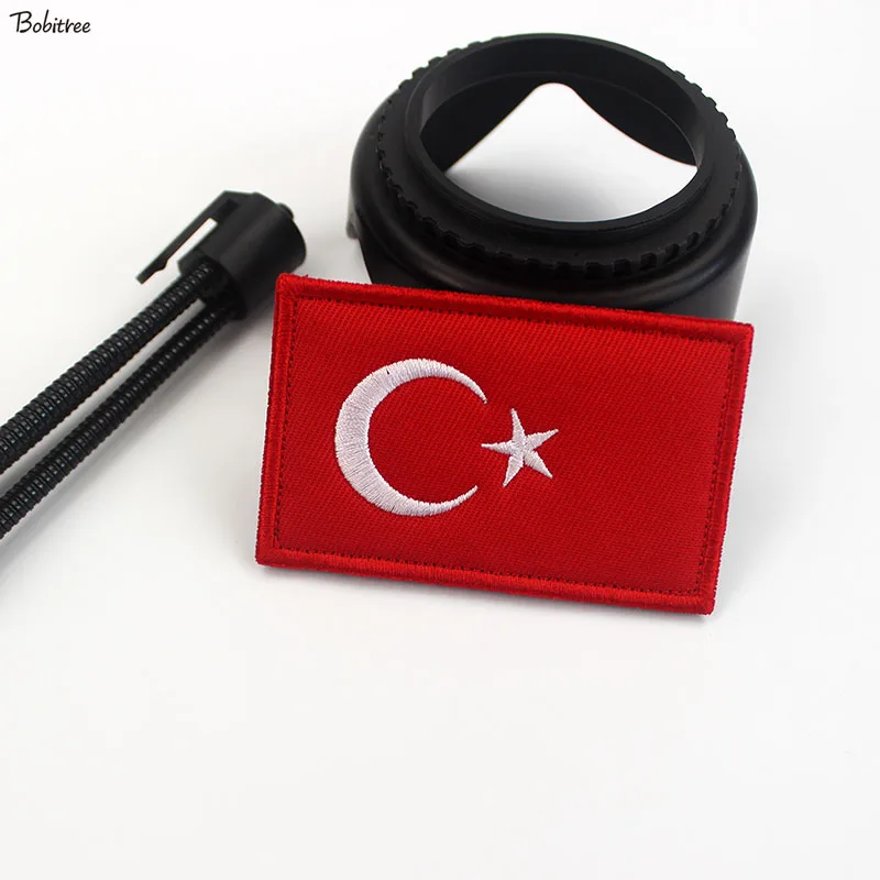 Turkey flag Patches with Hook Loop Turkish Banner Badge Embroidered armband Stickers For Backpack Caps Uniform Decoration