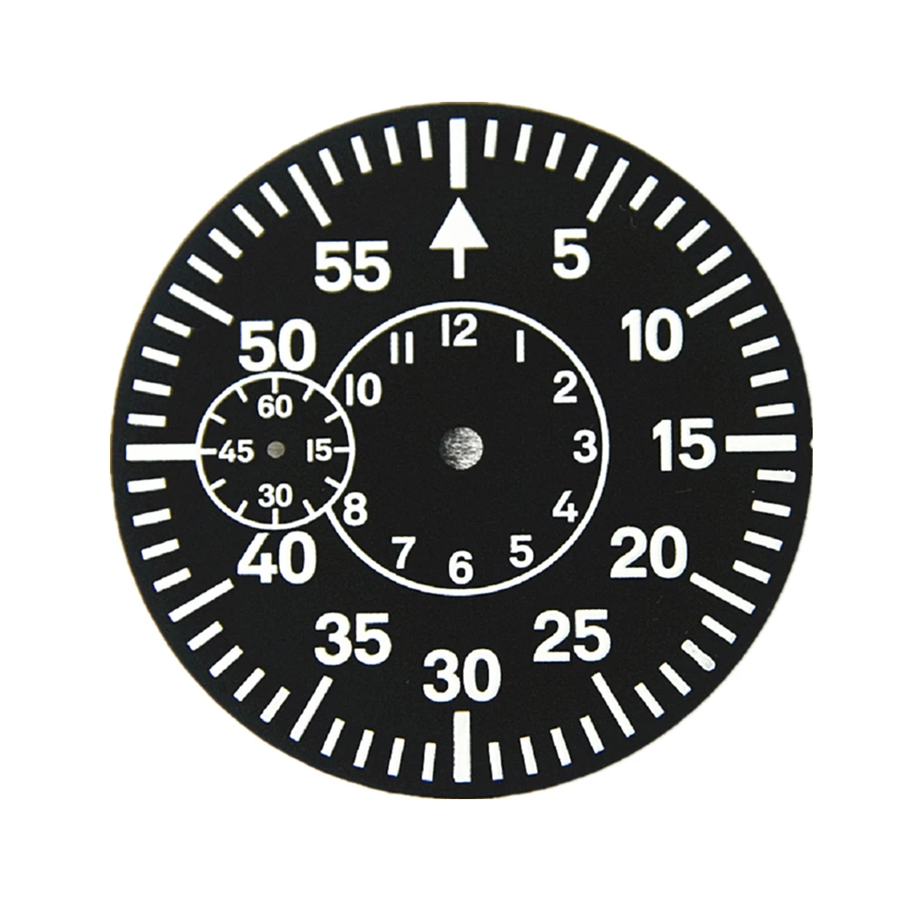 For ETA 6498 6497 Movement 38.9mm Copper Watch Dial Second at 6 / 9 Green Luminous Watch Face Plate For Seagull ST3620 ST3600