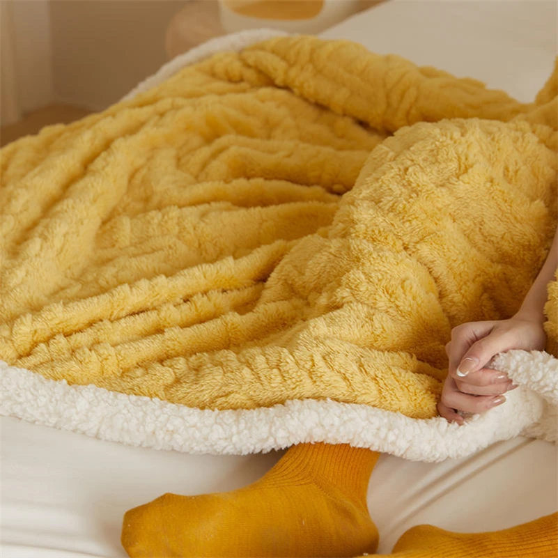 Winter Thick Polar Fleece  Blankets Double Layer Sherpa Wool Warm Throw Blankets for Sofa Chair Nap Bedspread Quilt Cover