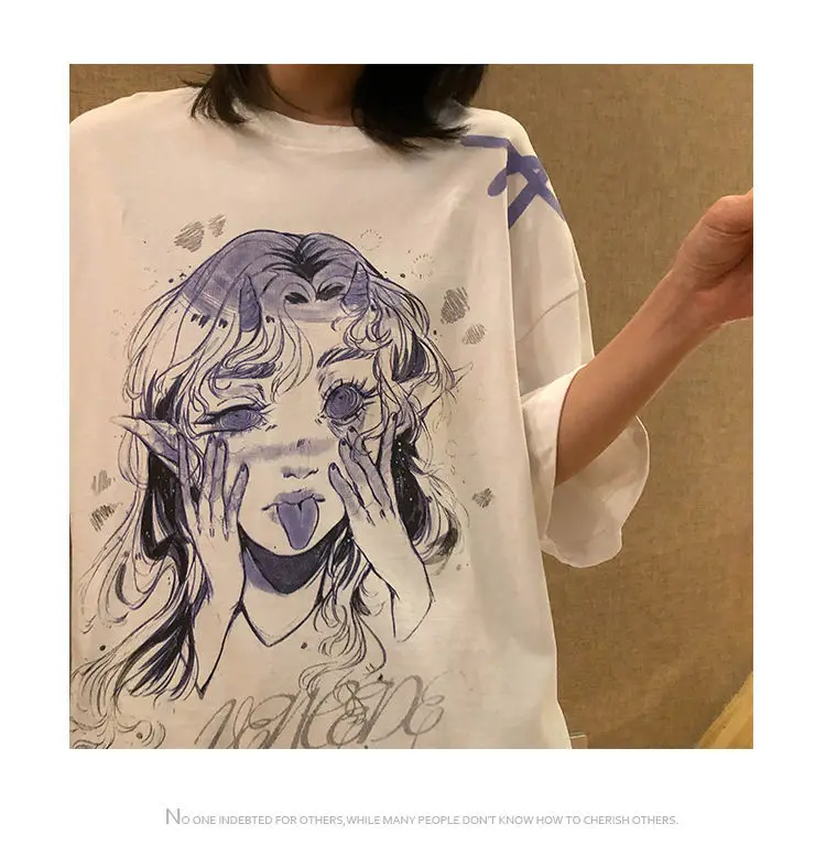 Women White T Shirt Summer Short Sleeve y2k Tshirt Harajuku Kawaii Clothing Korean Casual Clothes for Teenage Girl Tee Top 2021