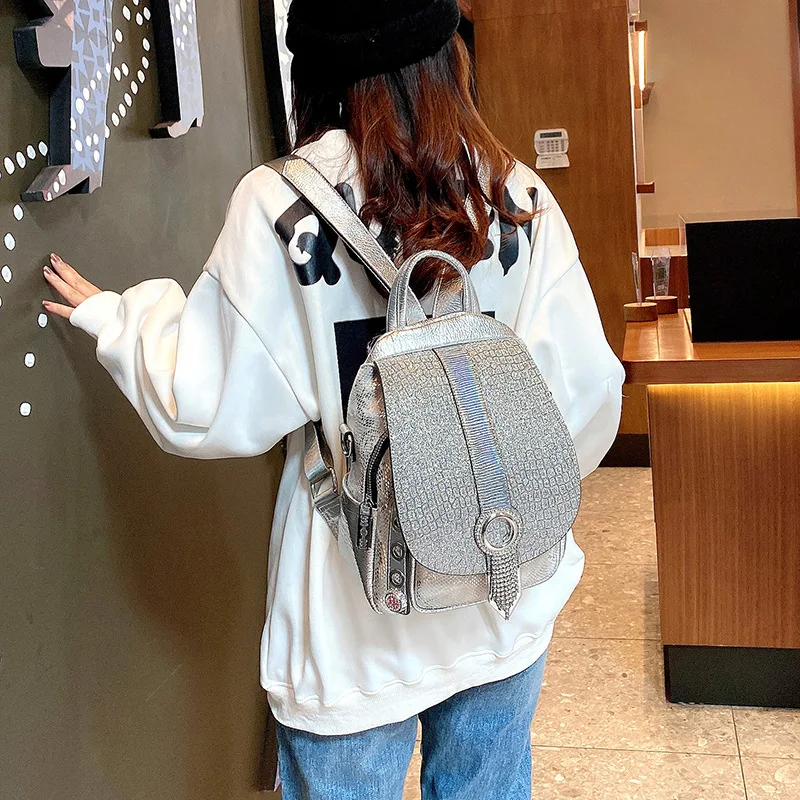 Women Rhinestone Backpack Fashion Designer Diamond Backpacks Female Multifunction Shoulder Bag Brand Luxury Small Silver Handbag