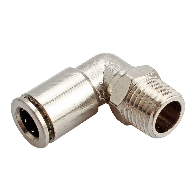 Brass copper right angle male threaded push-in fitting PL4/PL6/PL8-M5/01/02/03/04