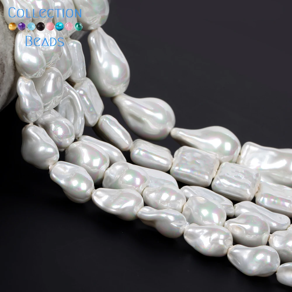 1 3 5 10pcs Natural Electroplating Imitation Baroque Pearl Shell Beads Loose White Beads For Jewelry Making Diy Bracelet