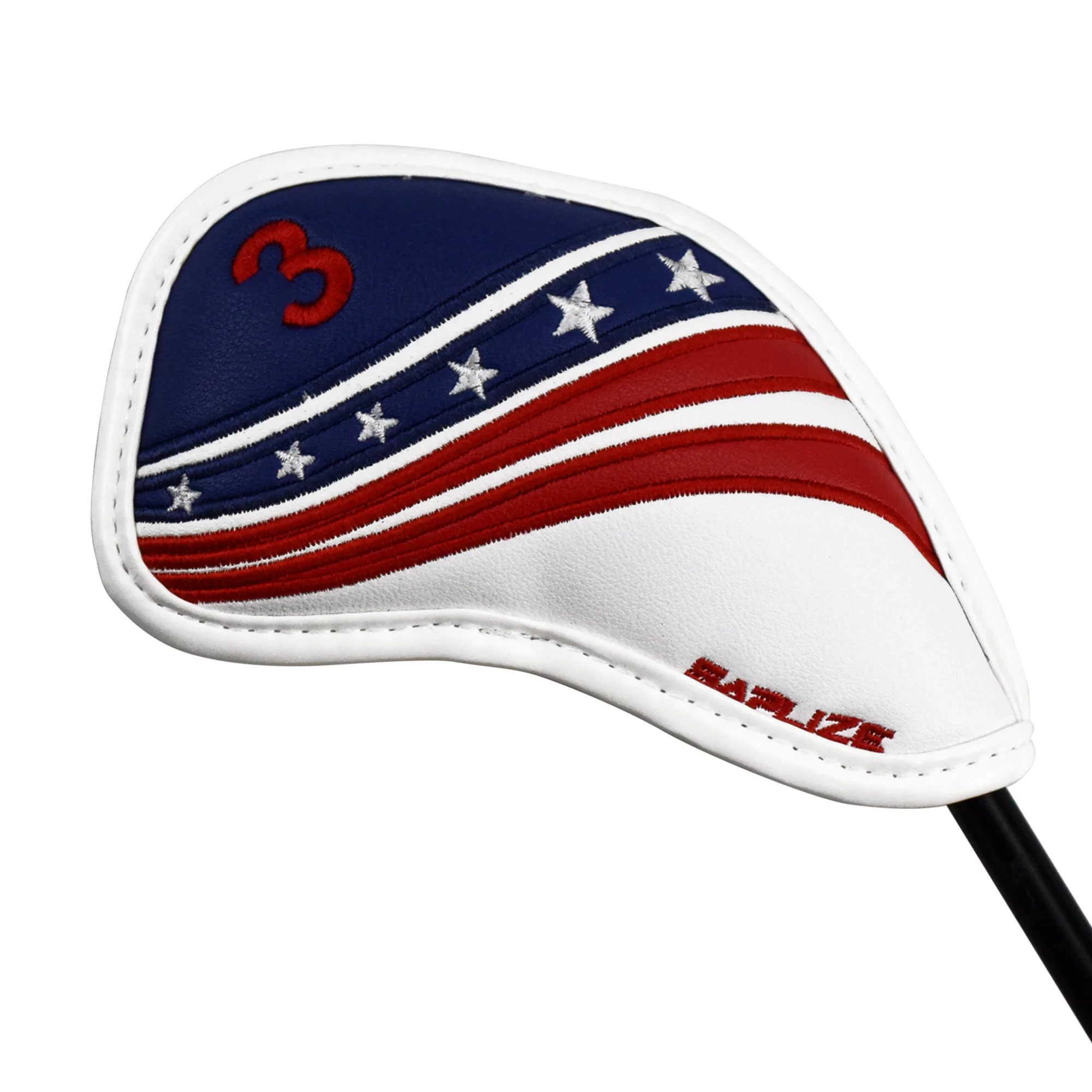 SAPLIZE 10PCS Golf Iron Head Covers Set Synthetic Leather US Flag Golf Club Head Cover Wedge Iron Protective Headcover