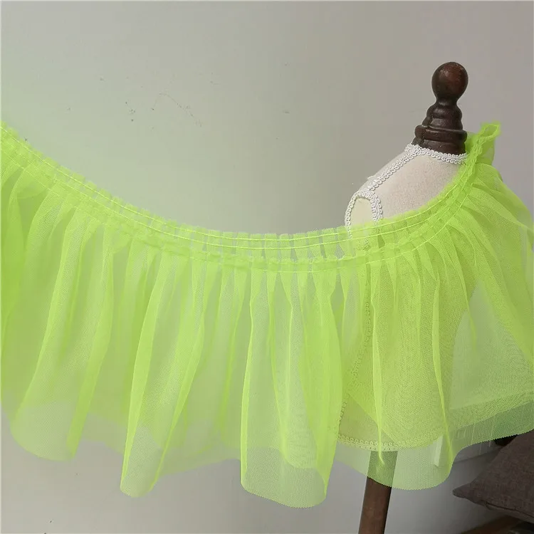 New 18cm 2meter/lot Beautiful 9Color Available 6 Corner Net Mesh Ruffles Lace Trim Skirt Fabric Hem Swimsuit Material X179