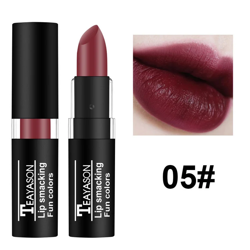 TEAYASON 12 Colors Matte Lipstick Makeup Waterproof Long-lasting Metallic Luster Nude Lip Stick for Party Make Up