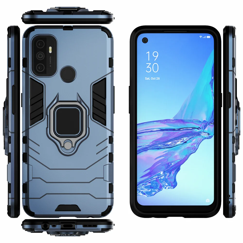 Armor Shockproof Coque For OPPO A53 A53s 2020 Case Car Magnetic Holder Protective Ring Cover on orro OPPO A53 A53s Para Funda