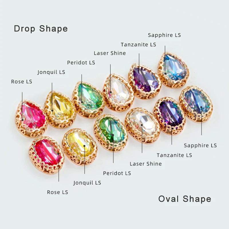 XIAOPU Laser Color Oval Shape Glass Stones New Design Sew On Rhinestones Jewelry Making Accessories Stone Copper Claw Set