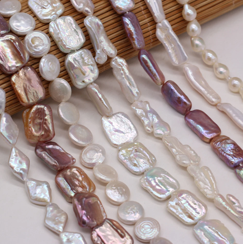 Genuine 100% Pearl Beads Natural Freshwater Baroque Loose Beads Perles for Jewelry Making DIY Crafts Bracelet Necklace Gift 13''