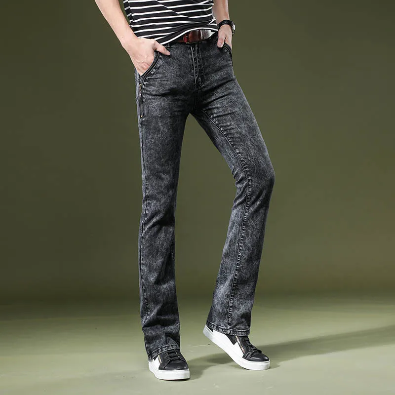 Flare Denim Jeans Men Snow Wash Korea Style Fashion Bootcut Jeans For Flare Pants Jeans 2020 Summer