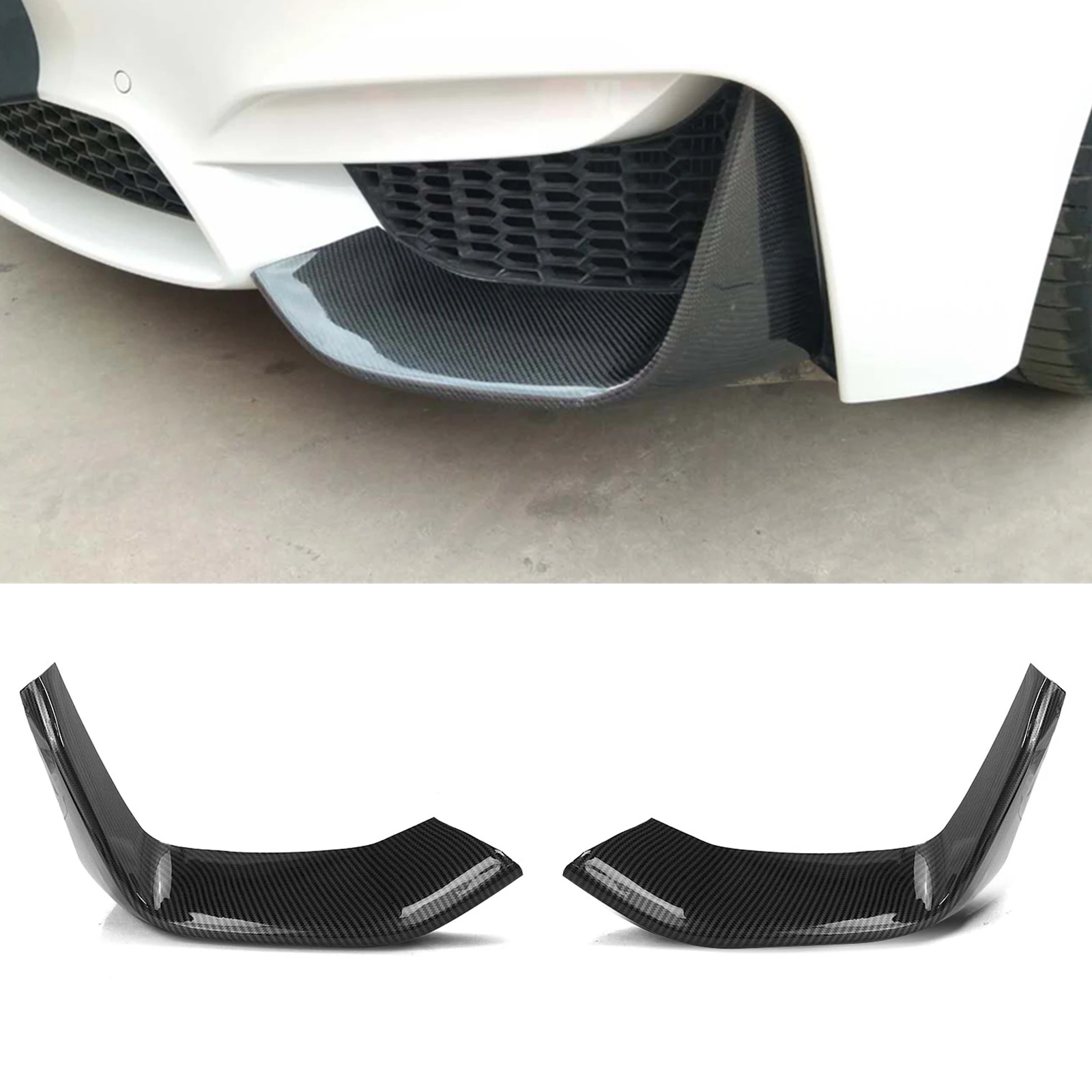 

Front Bumper Side Splitter Cover Lip For BMW F80 M3 F82 F83 M4 2015-2020 ABS+Carbon Fiber Car Air Intake Vent Lower Hood Spoiler