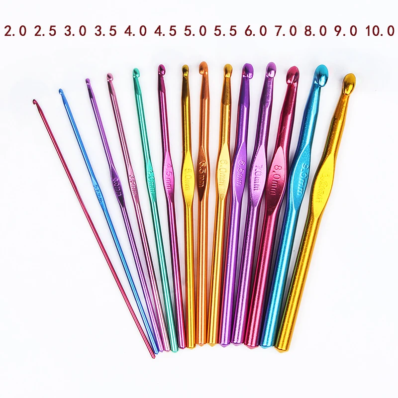 2-10mm Aluminum Crochet Knitting Needles Sewing Needles for Hand Crafts Bag Sweater Metal Hook Weave Crochet Needles Accessories