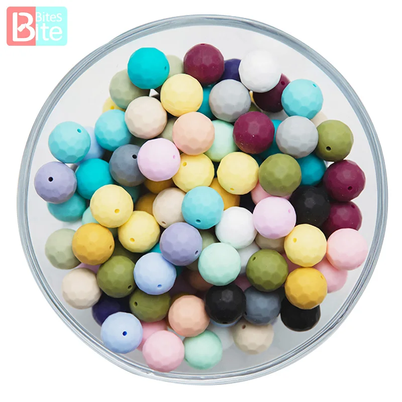 20PC 15mm Baby Teether Silicone Beads DIY Pacifier Chain Bracelet BPA Free Multi-faceted Silicone Bead Baby Teething Nursing Toy