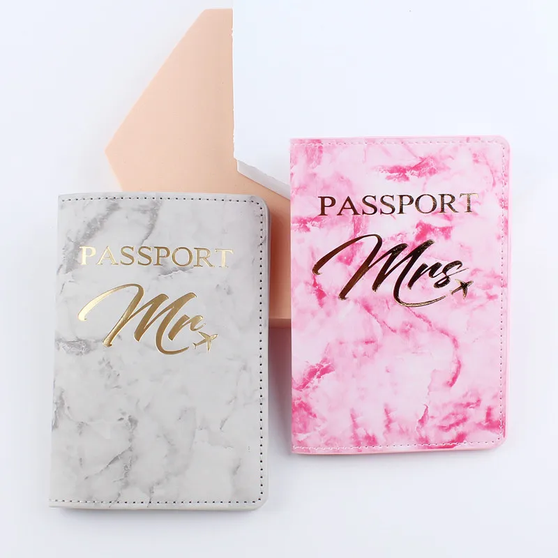 New Mr Mrs Lover Couple Passport Cover Marbling Women Men Travel Wedding Passport Cover Holder Travel Case CH42