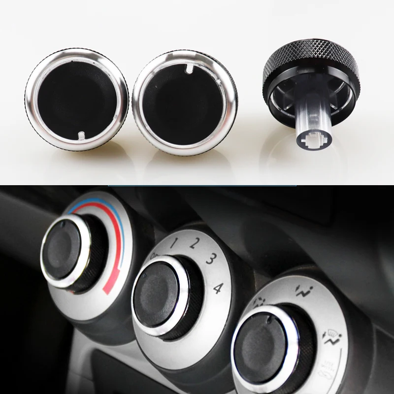 High Quality Aluminum Alloy Air Conditioning Knob Switch Cover Styles Sticker Heat Control For Honda CITY FIT CRIDER 3 PCS/Lot