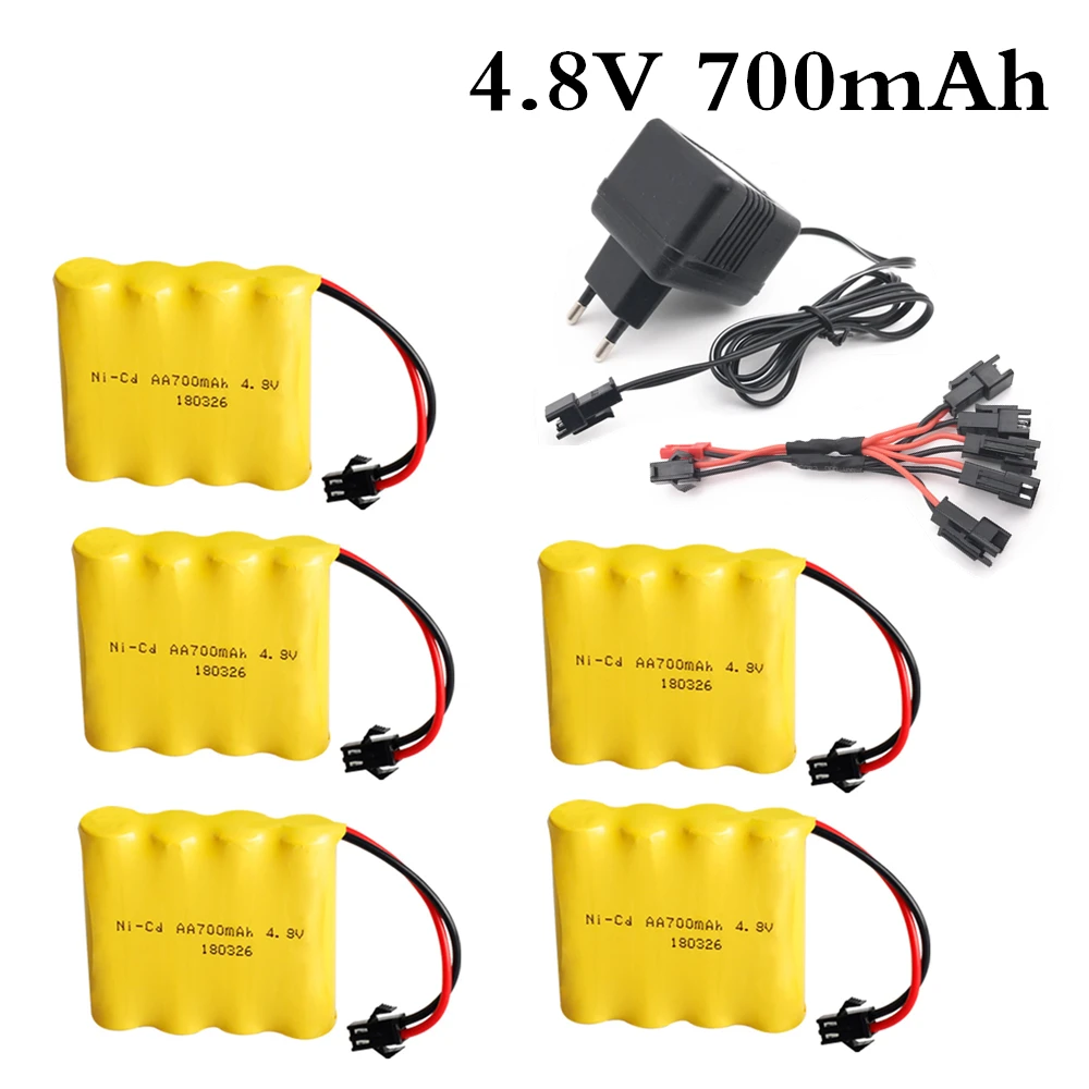 Rechargeable 4XAA Battery Pack Remote Control Toy Car Battery 4.8V 700mAh Ni-CD Battery SM-2P With 4.8V Charger 4.8V Ni-CD