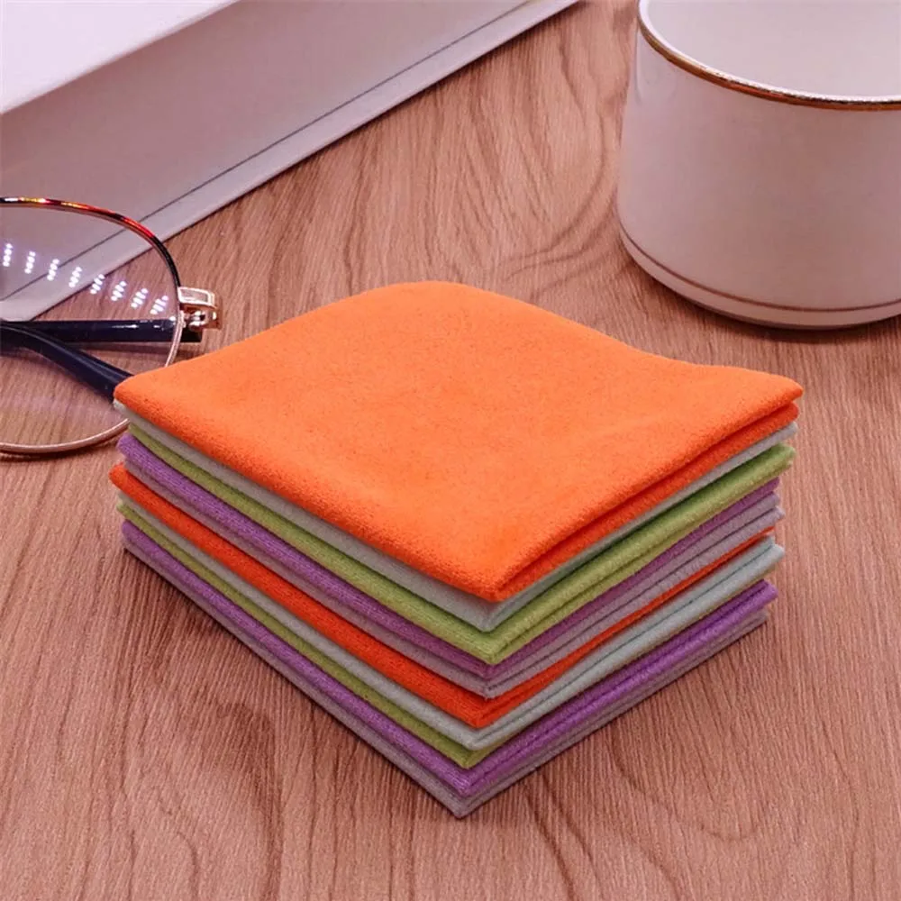 10pcs/Lot Suede Glasses Clean Microfiber Glasses Cleaning Cloth For Lens Phone Screen Cleaning Wipe High Quality