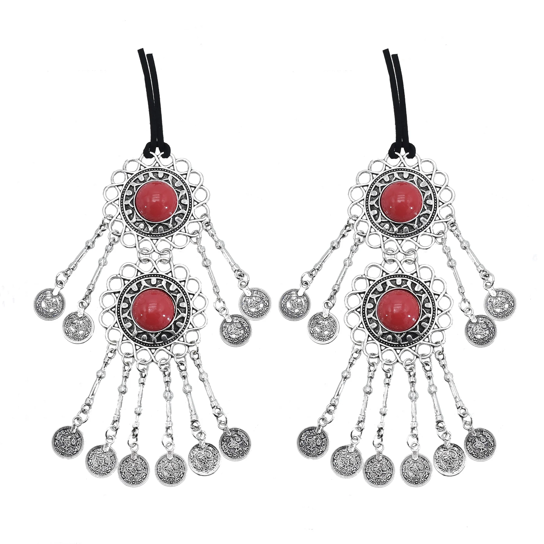 Bohemian Vintage Chile Coin Tassel Green Red Stone Carving for DIY Necklace Tassel  Earrings Making Indian  Jewelry Accessories