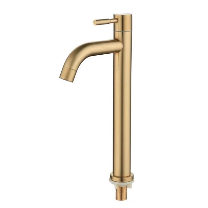 SUS304 single cold Tap brushed Gold basin faucet bathroom faucet Water Faucet Waterfall Bathroom Tap 304 Stell Stainless images - 6