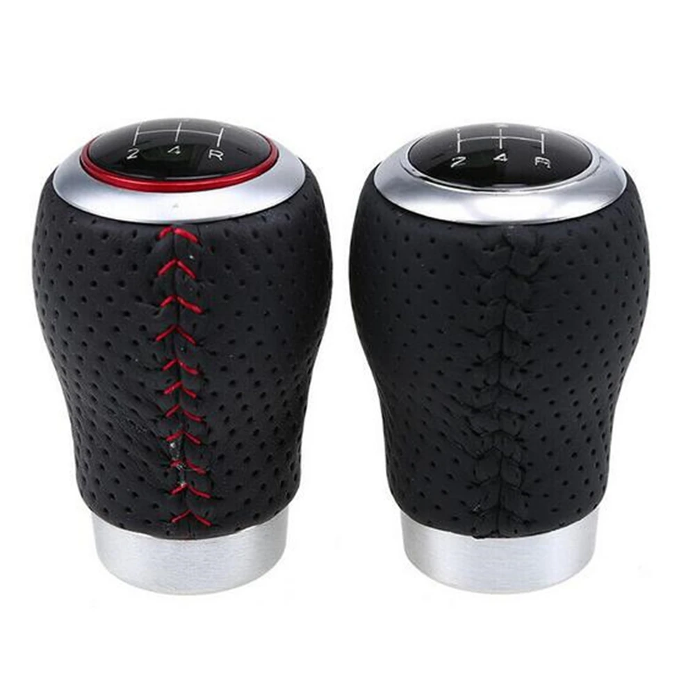 

Universal Car Leather 5 Speed Aluminum Manual Car Gear Shift Knob Shifter Lever Fit For Honda Toyota Nissan Mitsubishi Ford
